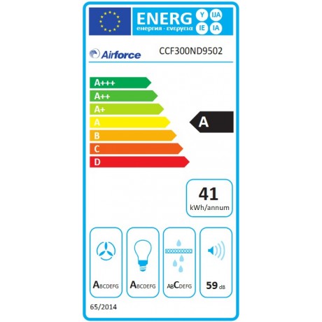 AIRFORCE F300 NoDrop BL/A/90 90cm Μαύρο Απορροφητήρας Εντοιχιζόμενος Τζάκι